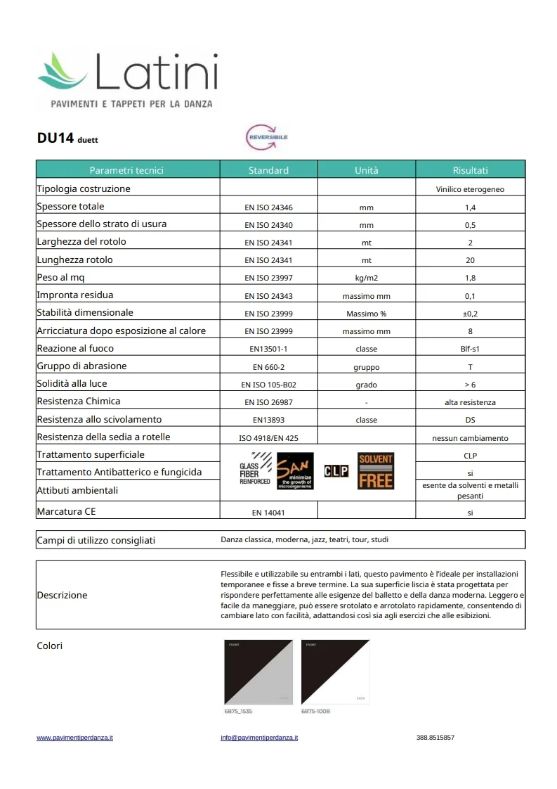 Scheda tappeto DU 14 duett Reversibile