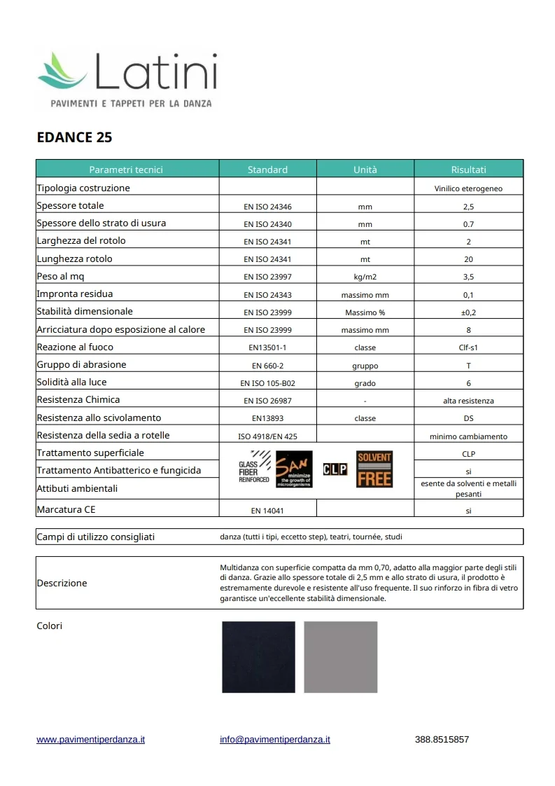 Scheda tappeto Edance 25