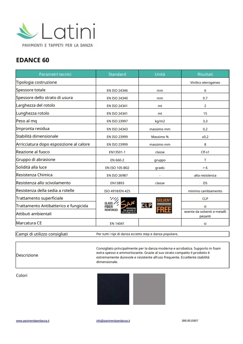 Scheda tappeto Edance 60